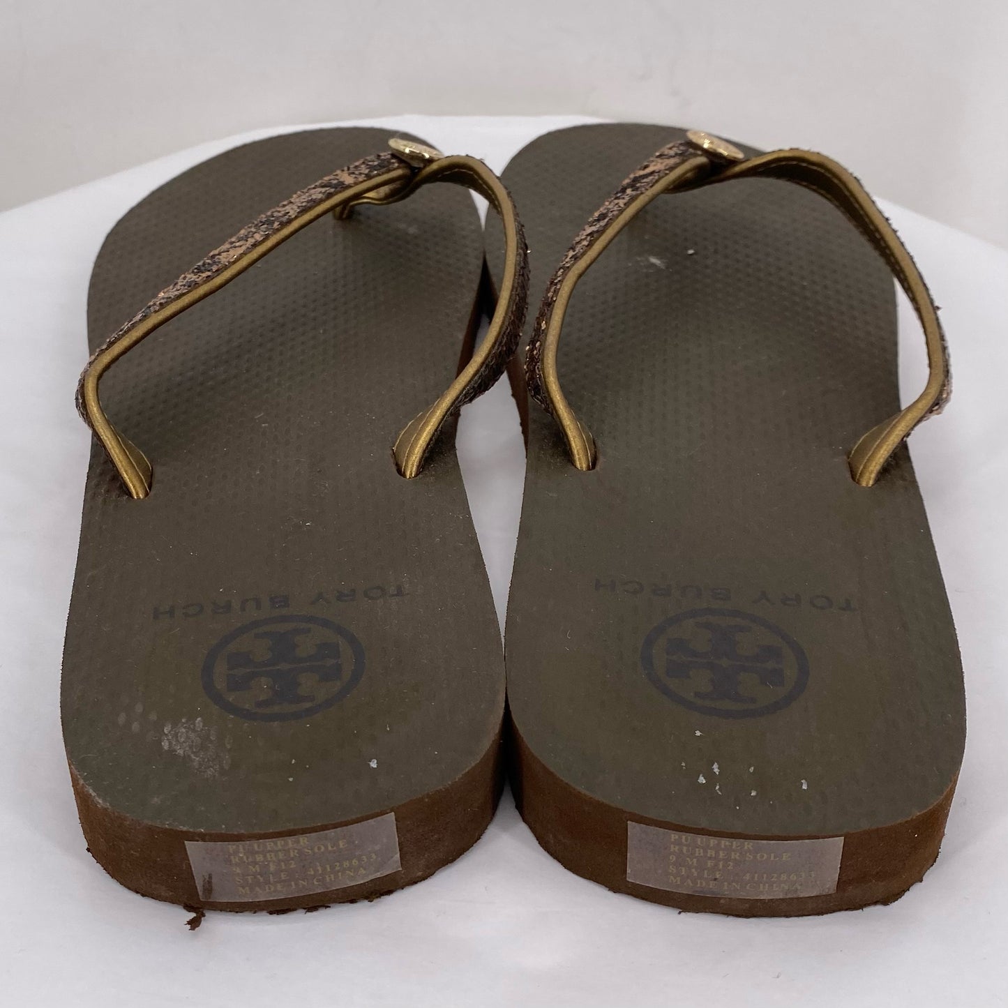 GOLD W Shoe Size 9 TORY BURCH Sandals