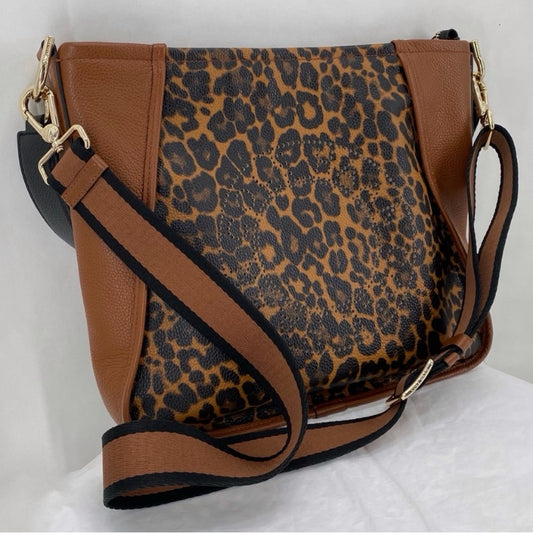 REDDISH BROWN COLE HAAN Pebbeled Leather Cross-body