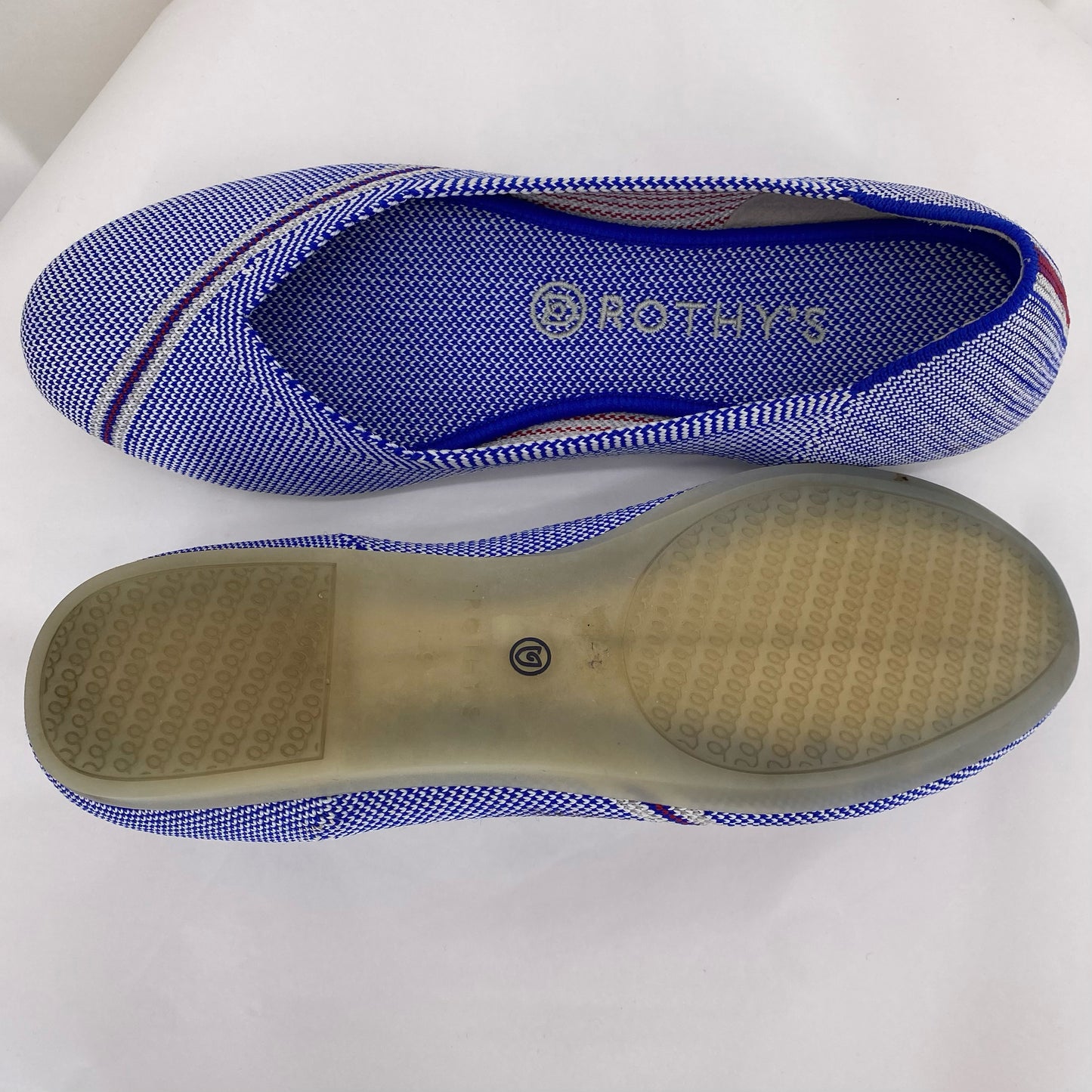 BLUE & WHITE W Shoe Size 9 ROTHY'S Flats