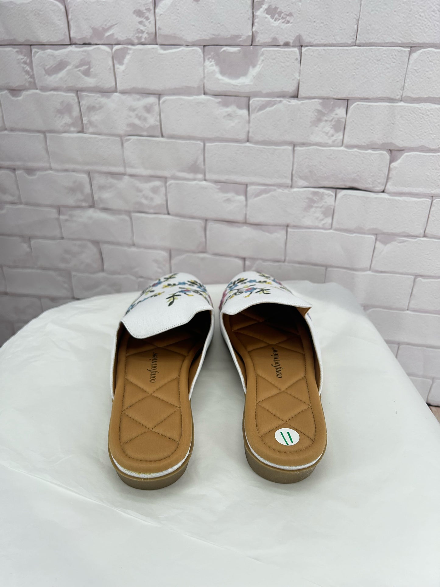 White W Shoe Size 11 COMFORTVIEW Mules