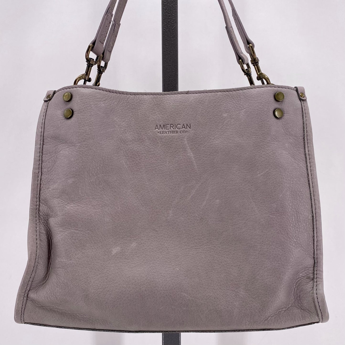 Gray AMERICAN LEATHER COMPANY Leather Satchel