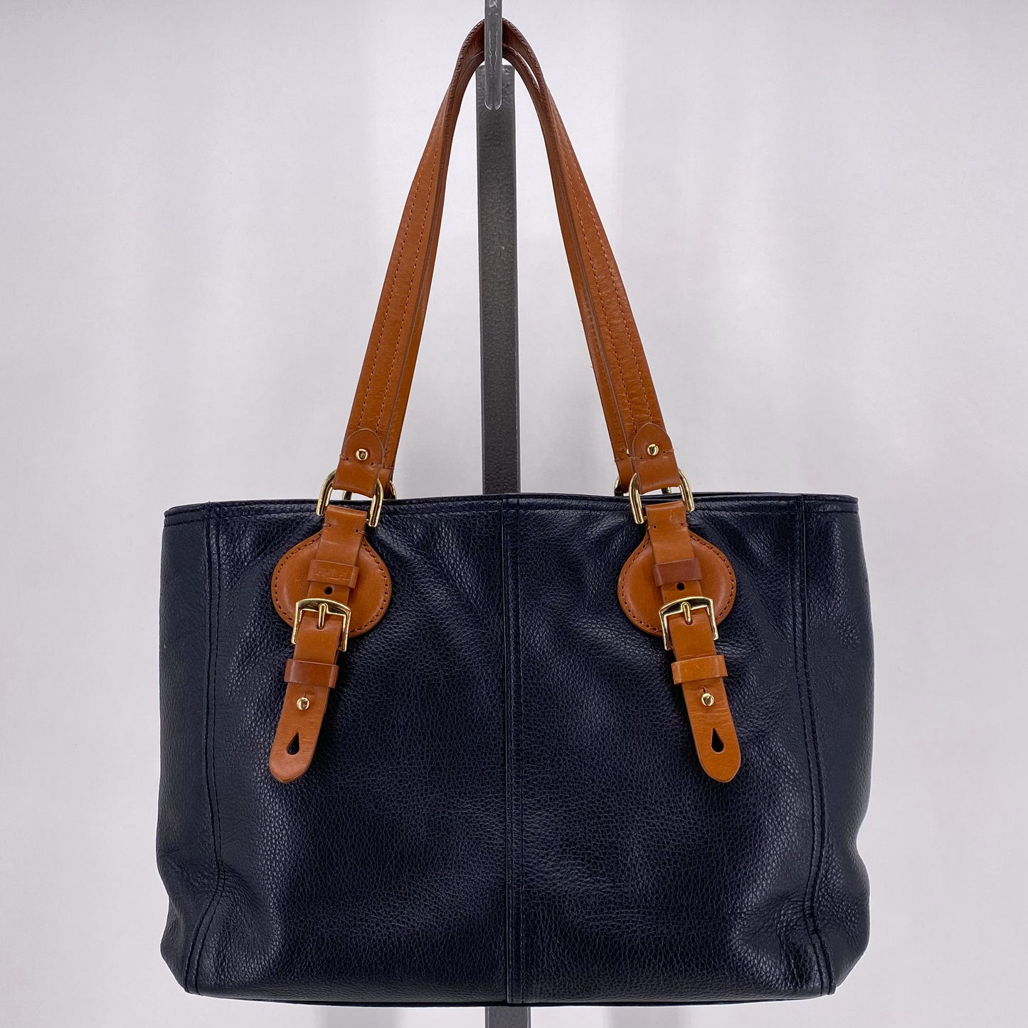 Black RALPH LAUREN Pebbeled Leather Shoulder Bag