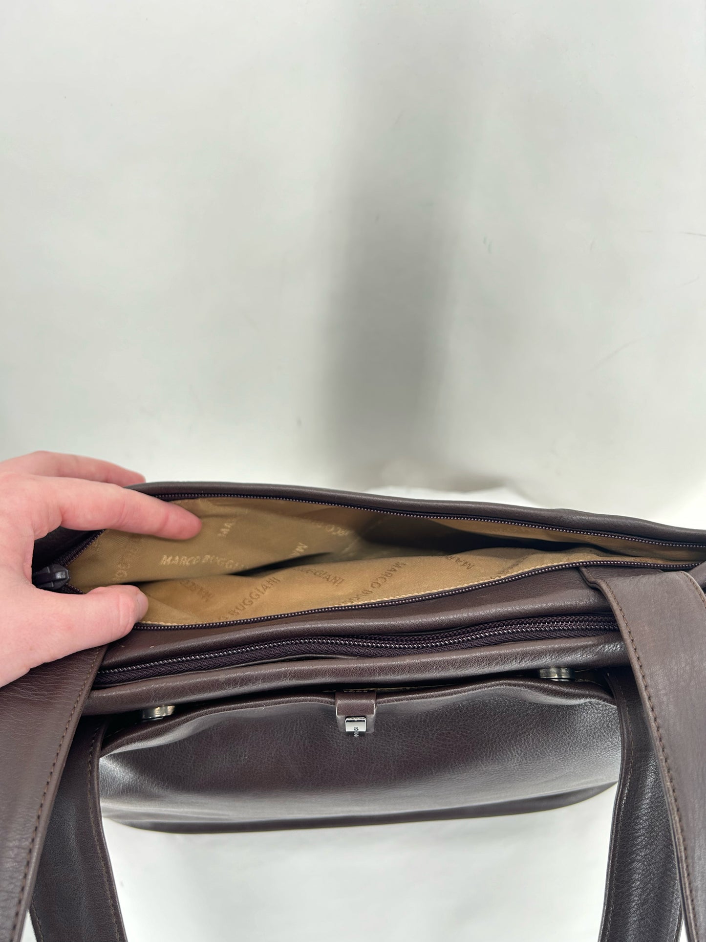 DARK BROWN MARCO BUGGIANI Leather Tote