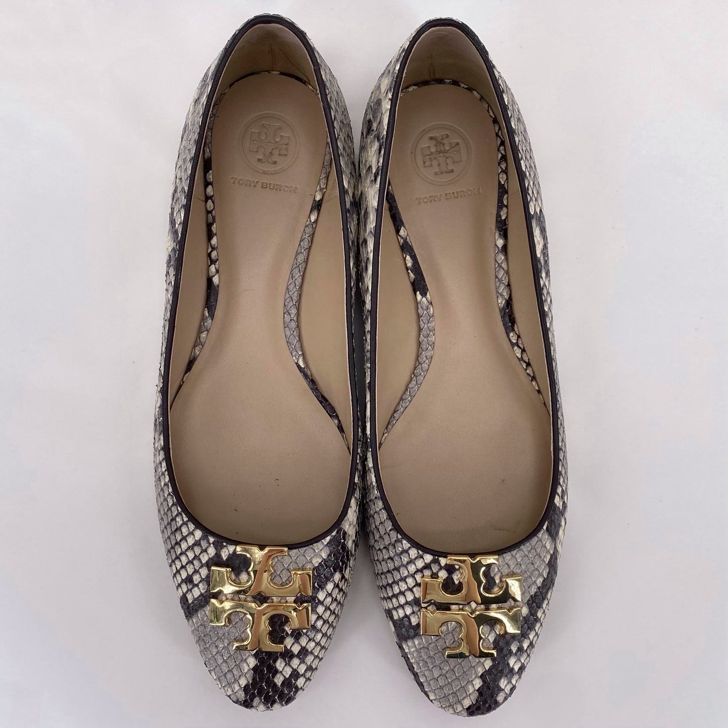 BLACK/WHITE W Shoe Size 9 TORY BURCH Flats
