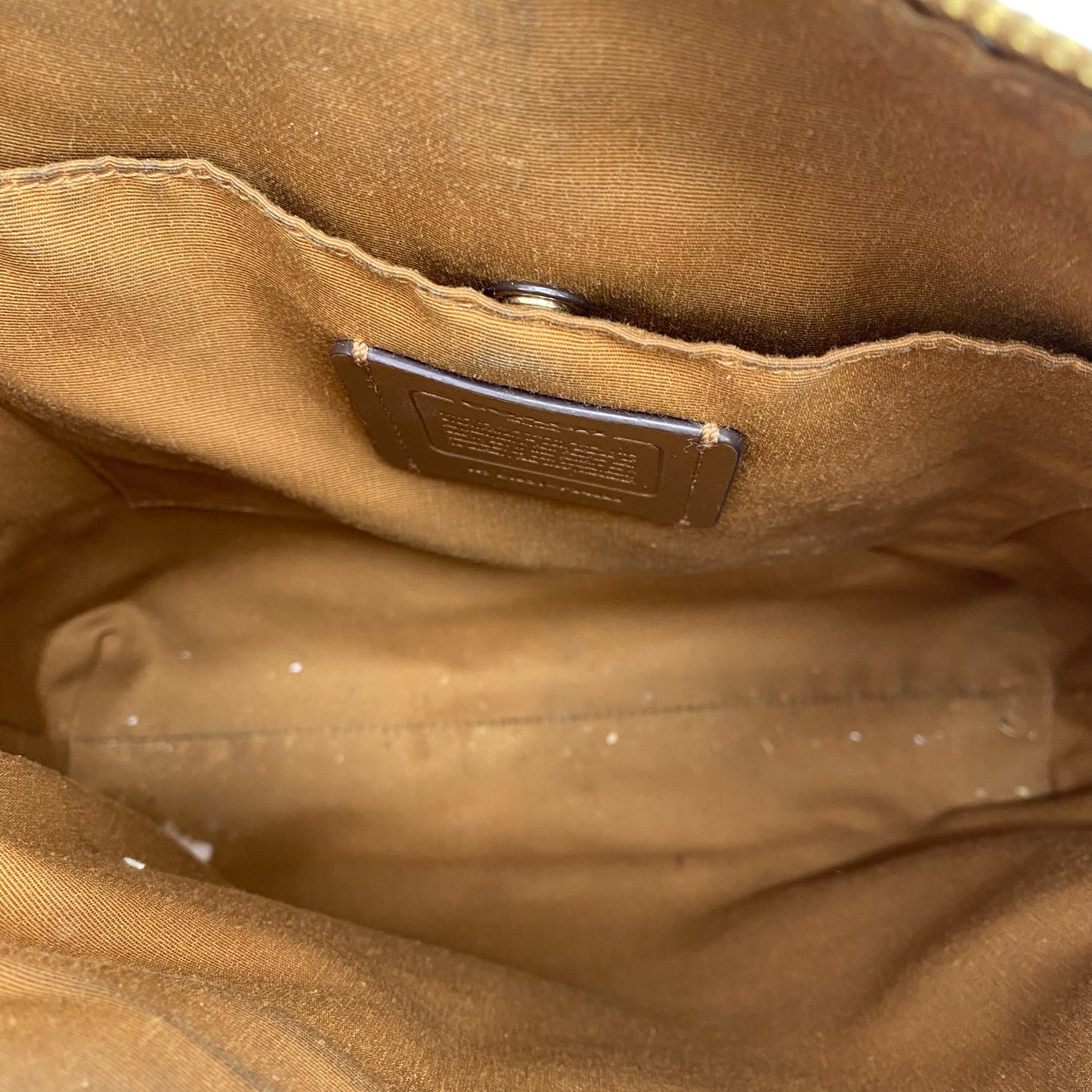 Tan COACH Leather Pebbeled Leather Satchel