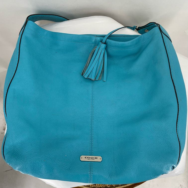 Teal COACH Leather Hobo