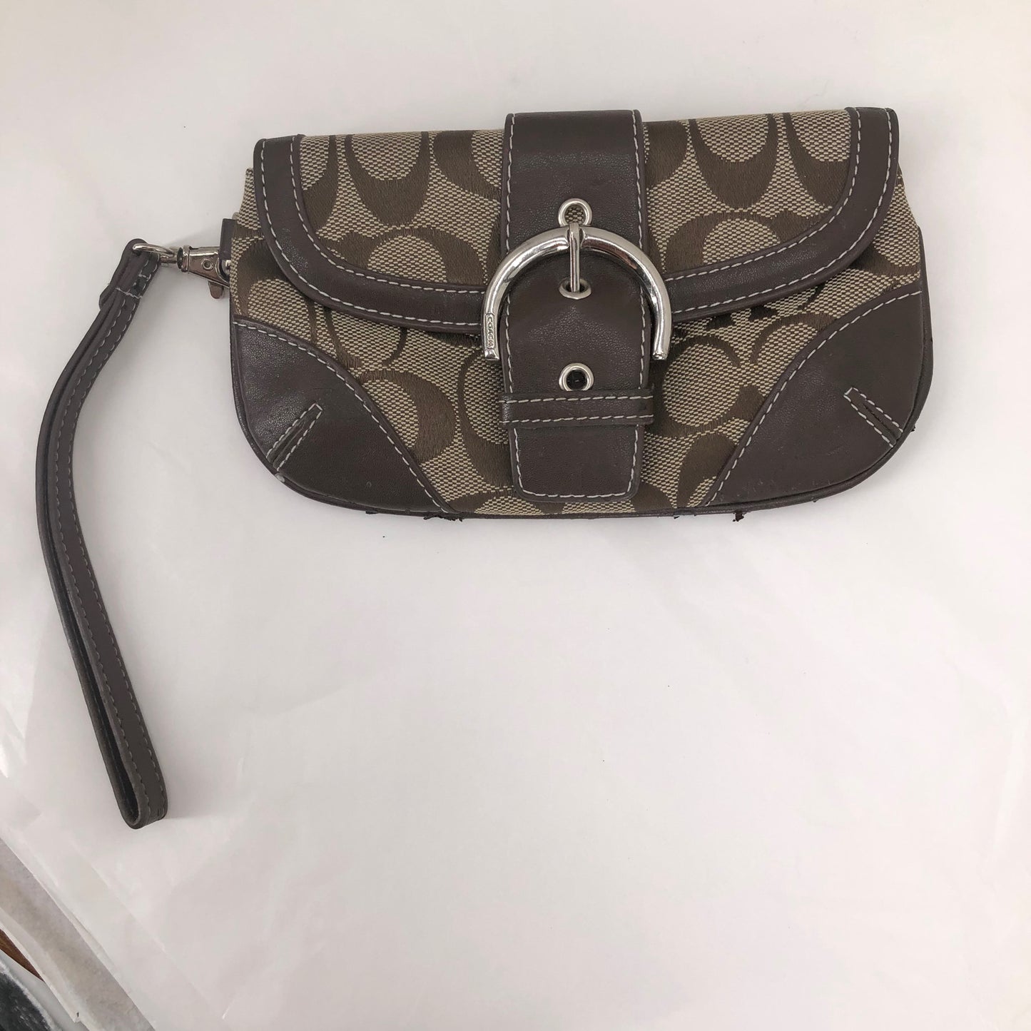 BROWN/TAN COACH Wristlet