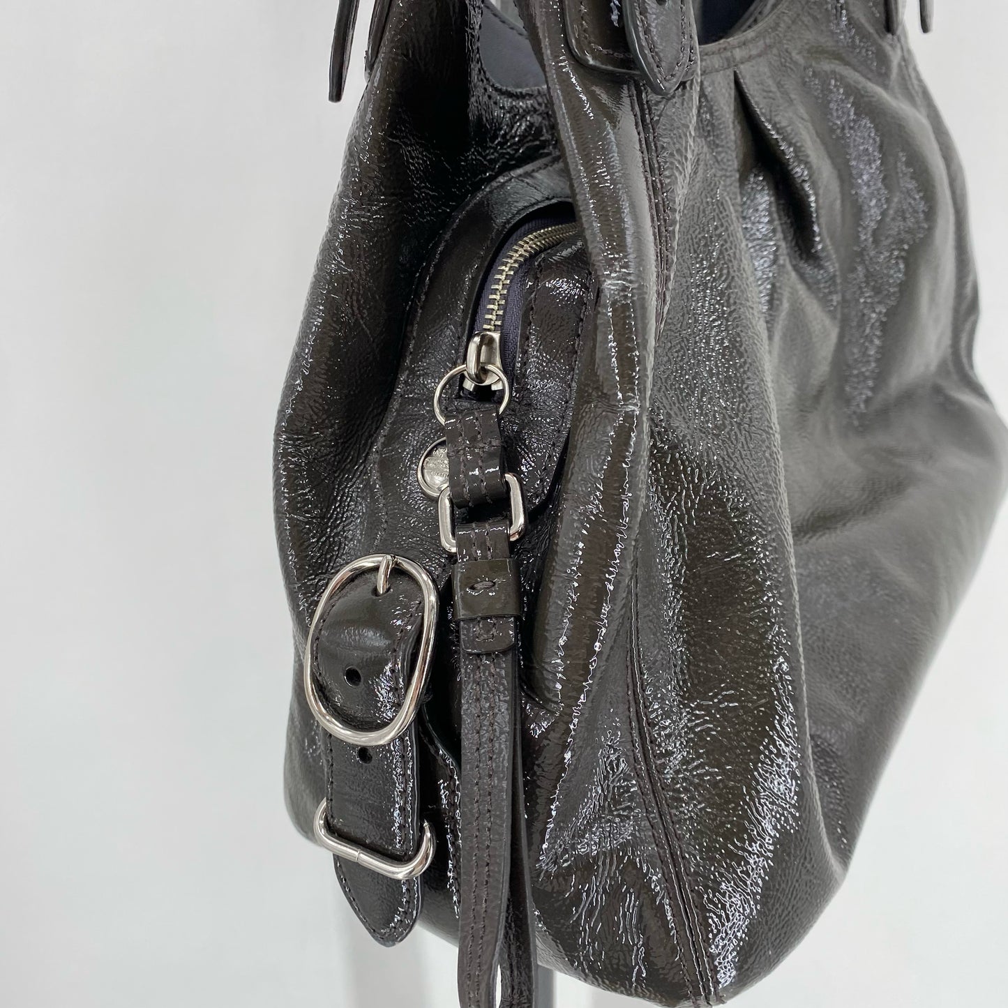 DARK GRAY COACH Leather PATENT Hobo