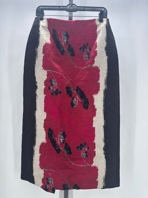 Zara Large Red Scarlet Gold Floral Maxi Skirt