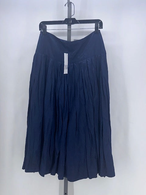 Zara Size Medium Navy Pleated Maxi Skirt