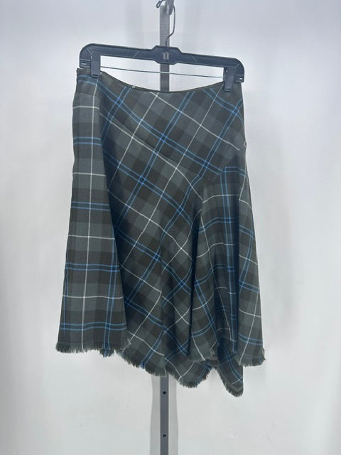Lafayette 148 Size 6 Green Blue Plaid Skirt