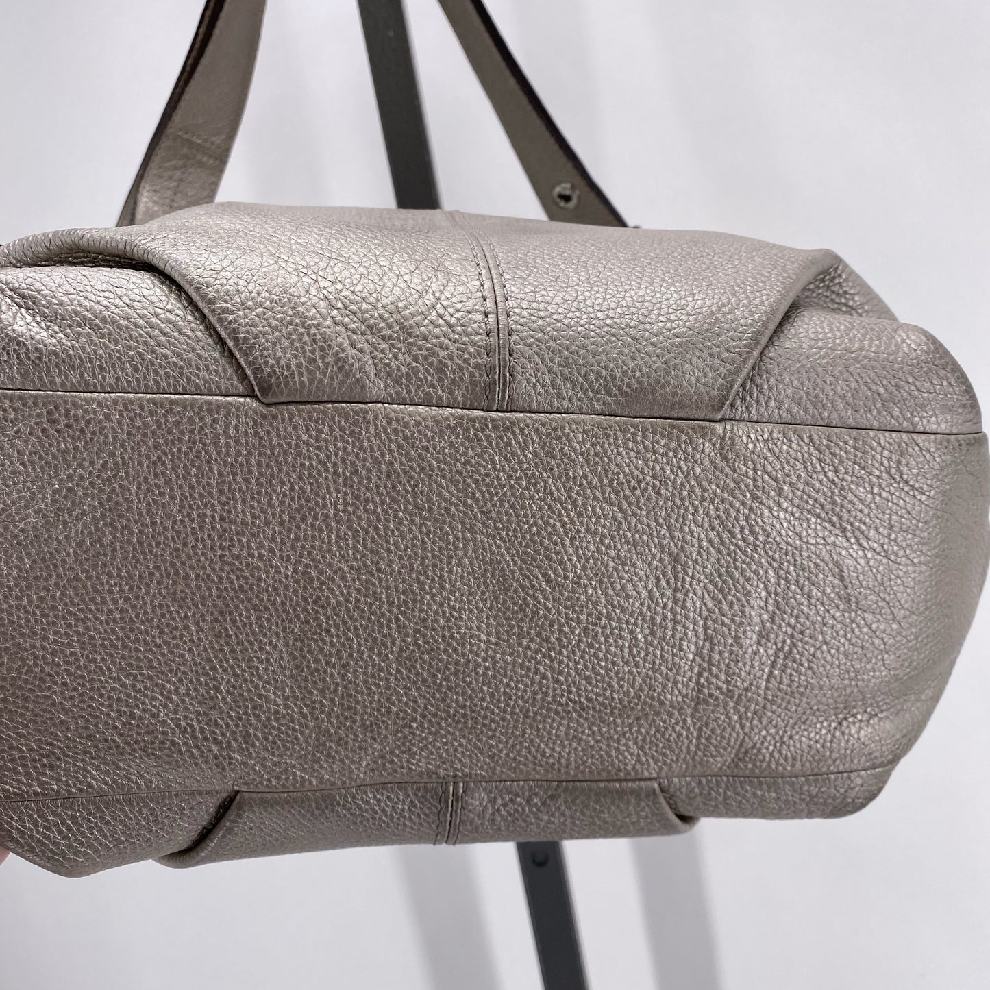 Bronze COACH Leather Pebbeled Leather Shoulder Bag