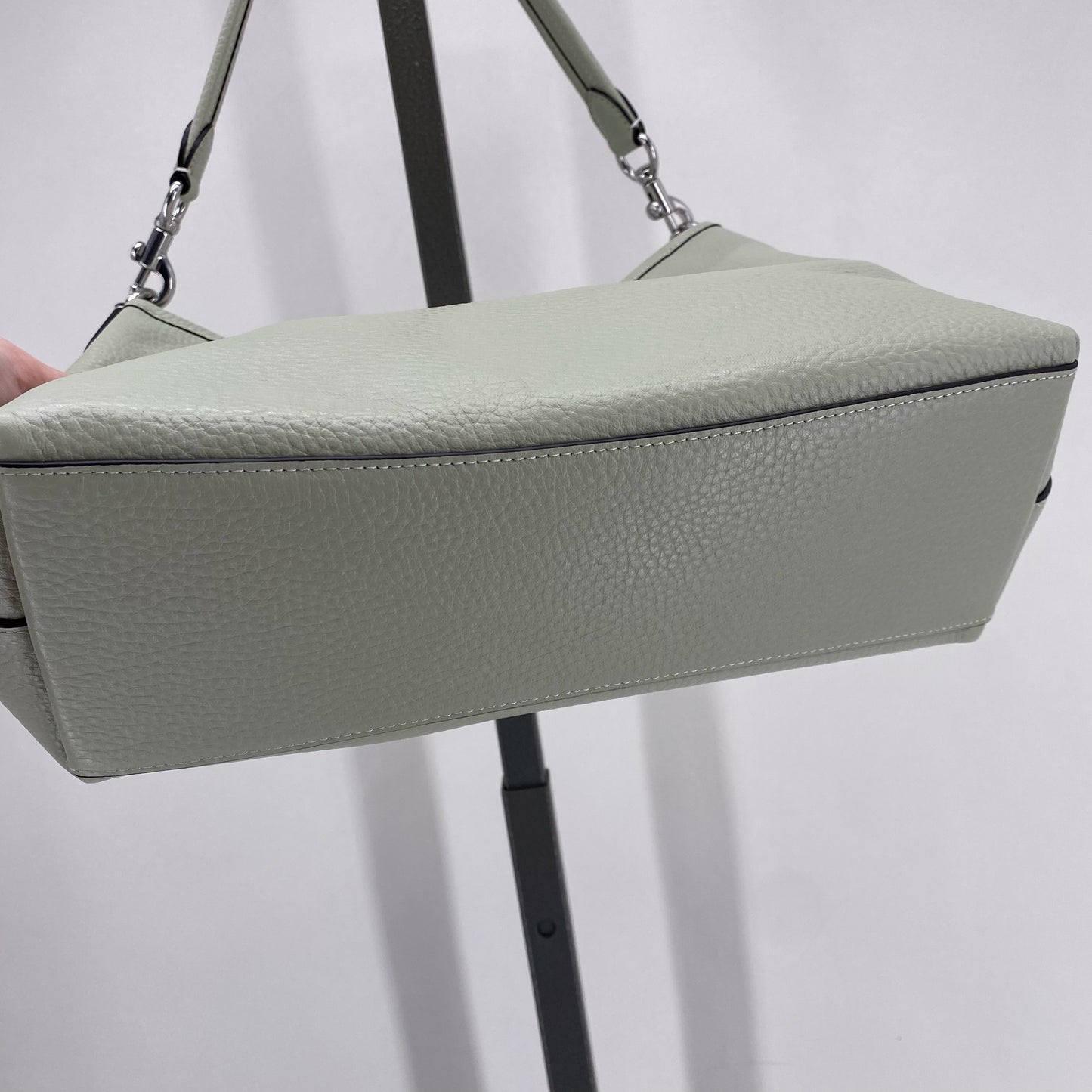 LT GREEN COACH Leather Pebbeled Leather Shoulder Bag