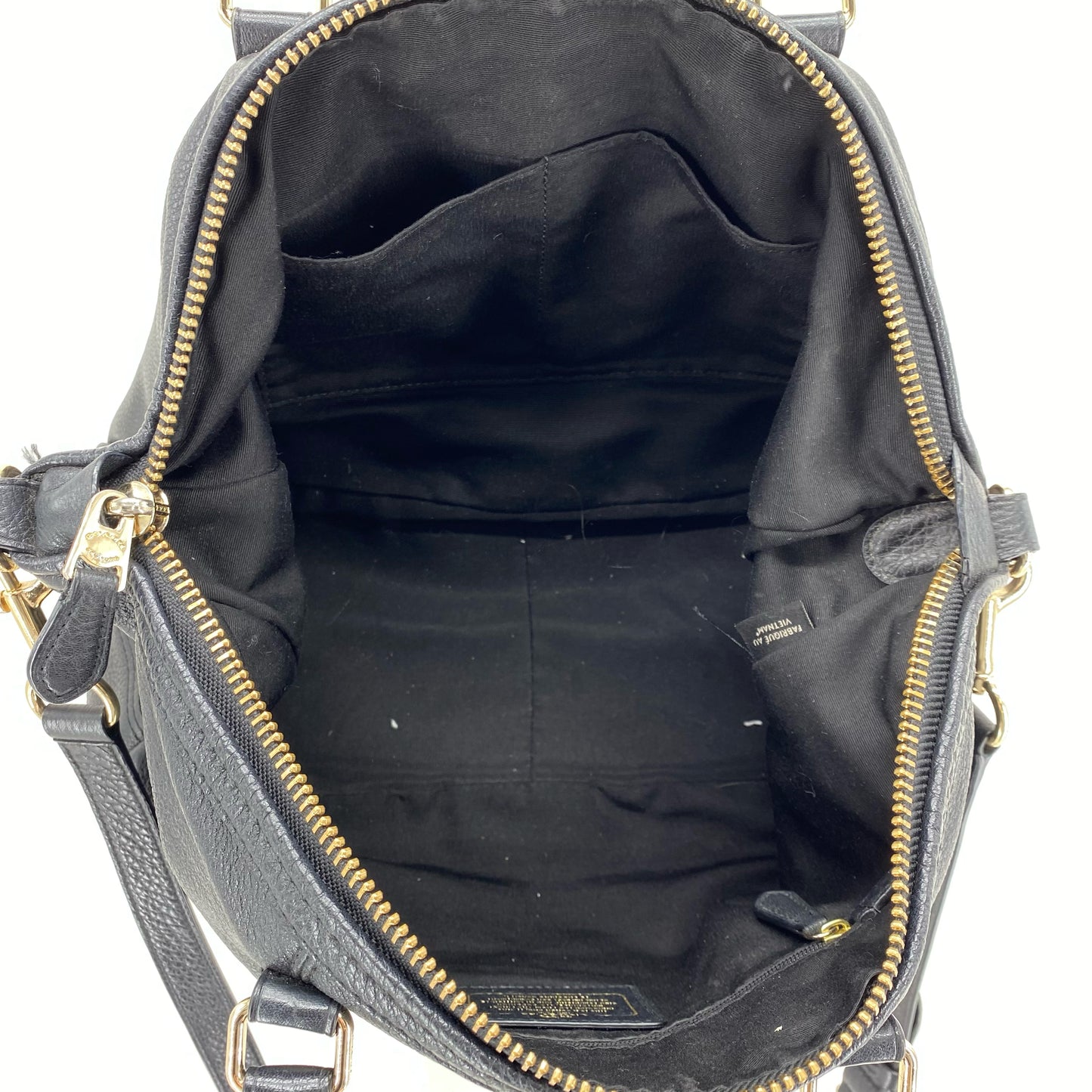 Black COACH Leather Pebbeled Leather Satchel