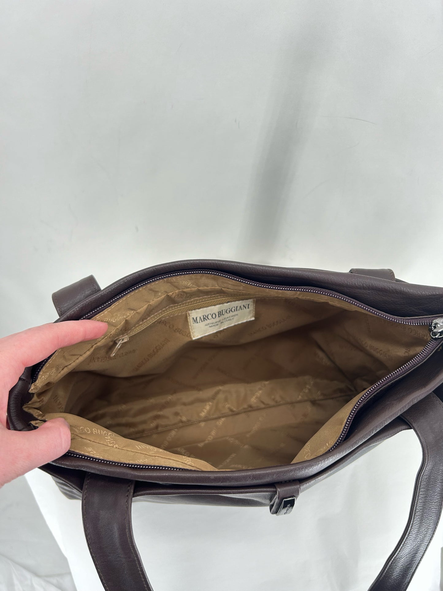 DARK BROWN MARCO BUGGIANI Leather Tote