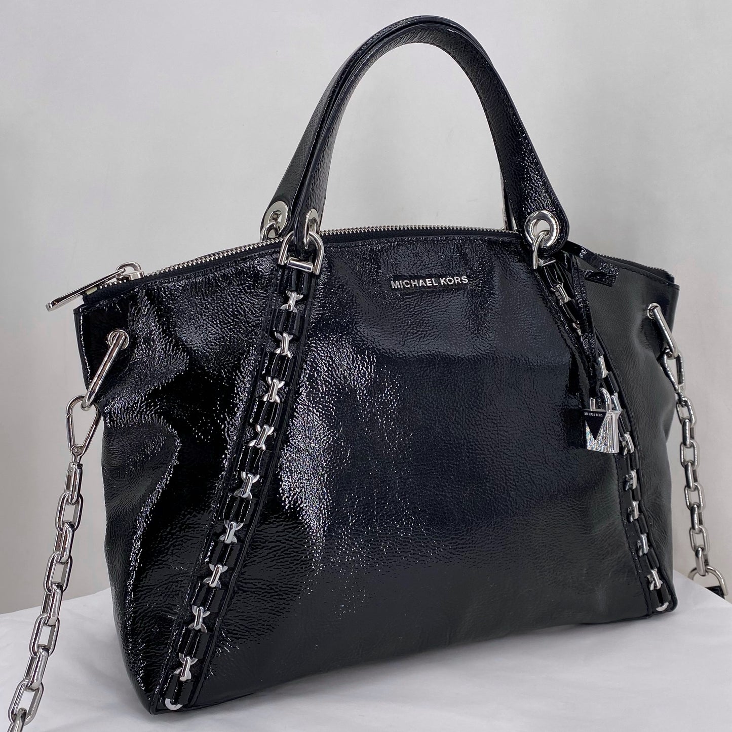 Black MICHAEL KORS PATENT Satchel