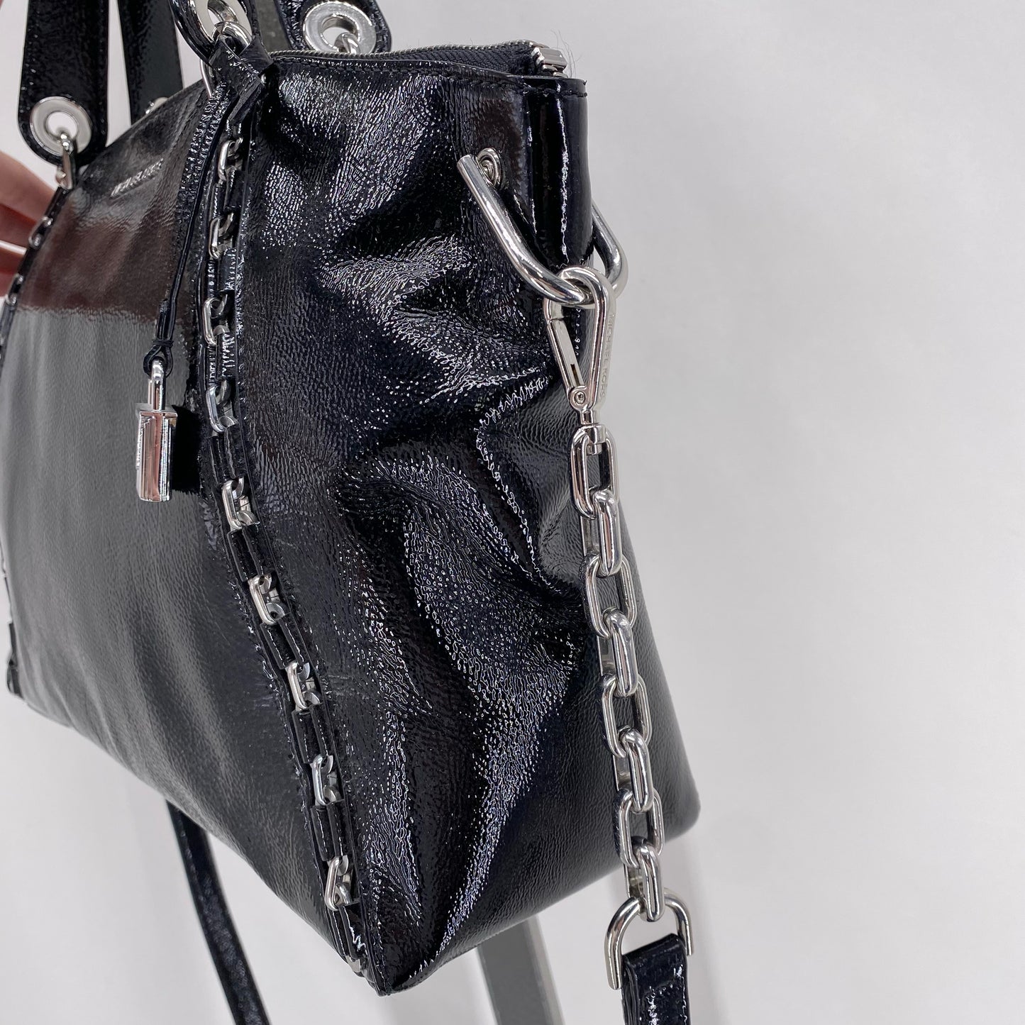 Black MICHAEL KORS PATENT Satchel