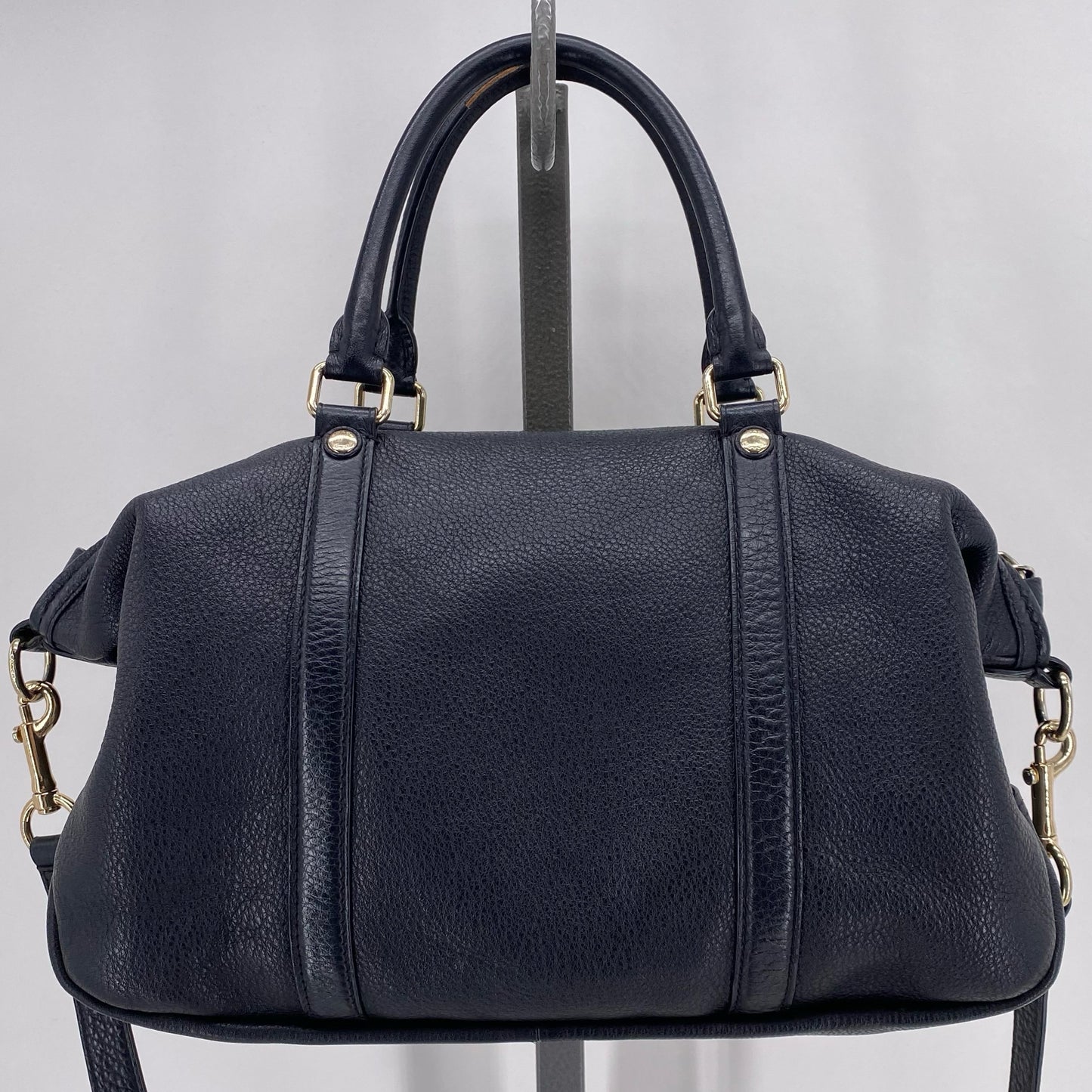 Black COACH Leather Pebbeled Leather Satchel