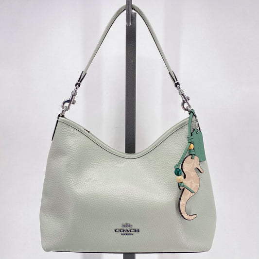 LT GREEN COACH Leather Pebbeled Leather Shoulder Bag