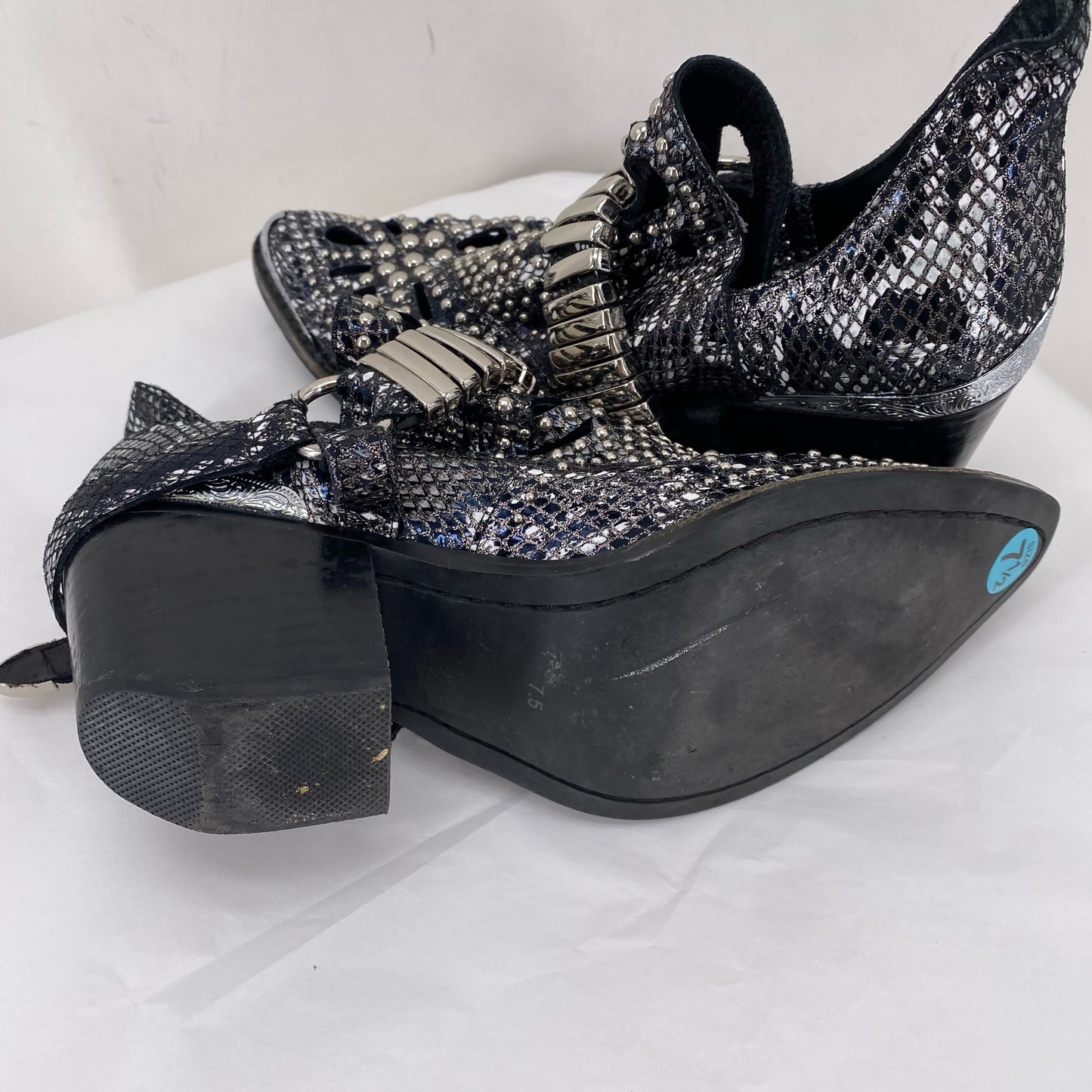 BLACK/SILVER W Shoe Size 7.5 JEFFREY CAMPBELL shooties/booties