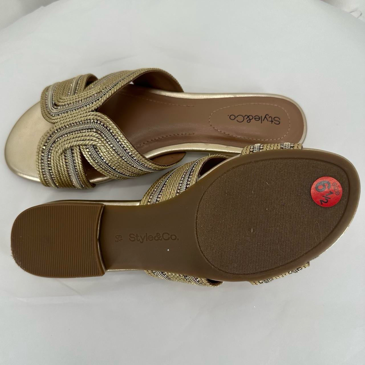 GOLD W Shoe Size 6.5 STYLE & CO Sandals