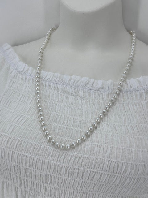 Vintage Glass Pearls Necklace, Long