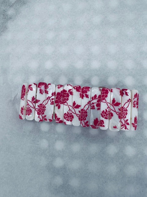 Mother of Pearl Hand Painted Chrysanthemum Bracelet