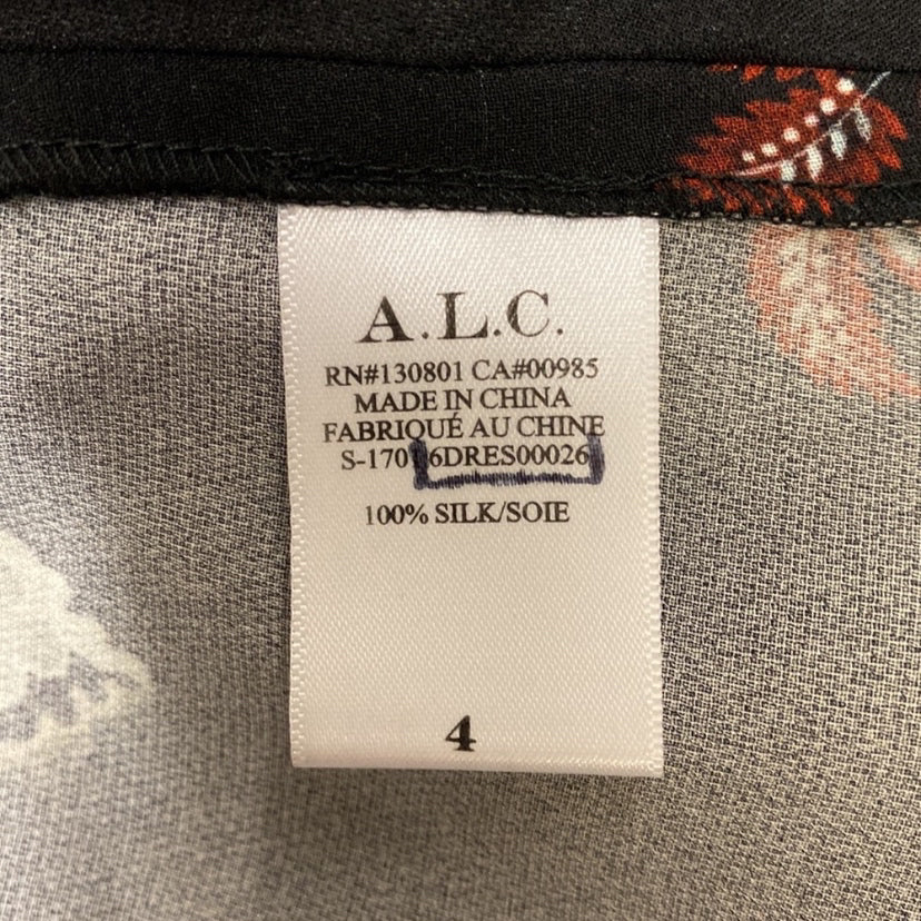 Size 4 ALC Silk fleur de lis Dress