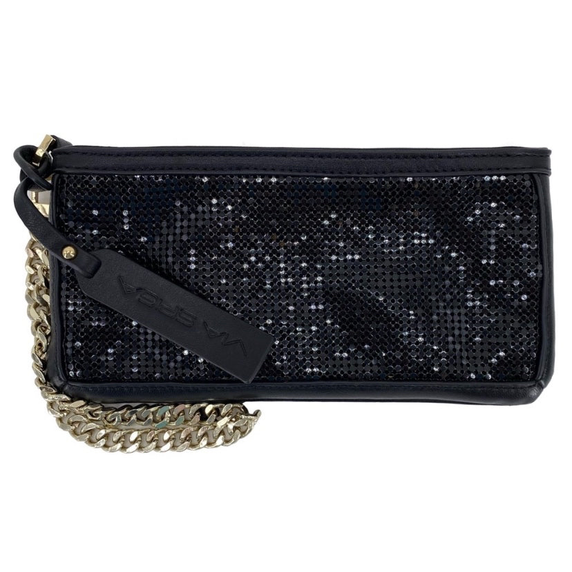 Black VIA SPIGA Leather Wristlet