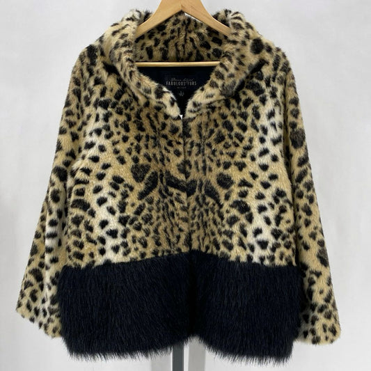 Size L DONNA SALYERS FAUX FUR Animal Print Coat