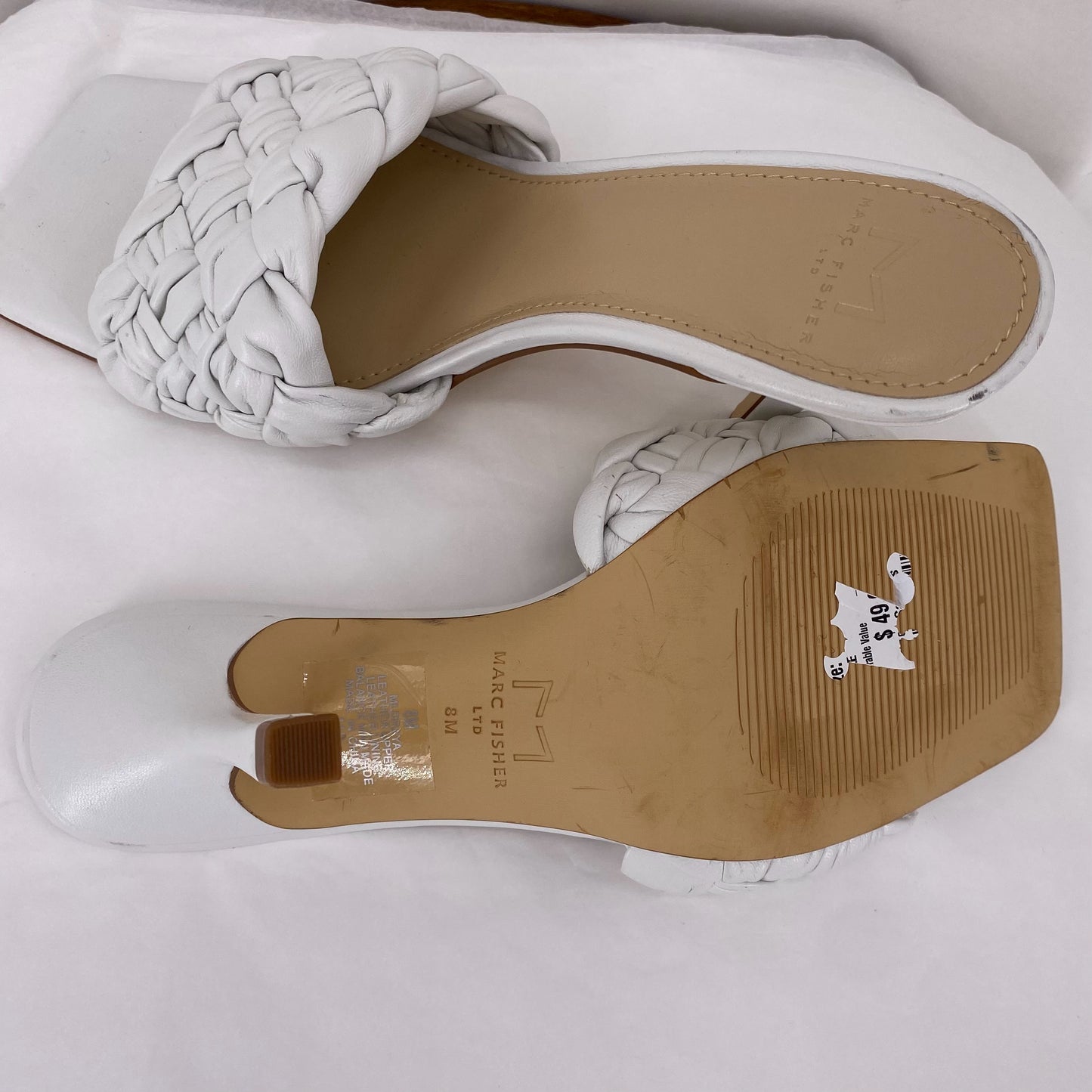 White W Shoe Size 8 MARC FISHER Sandals