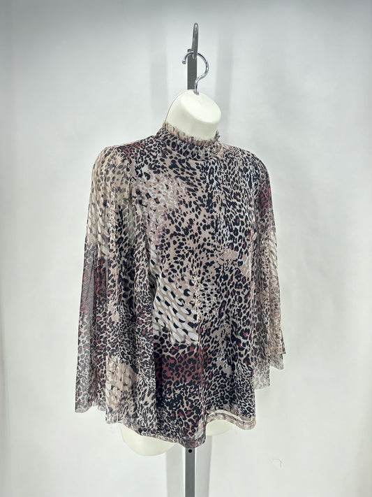 Size 0 CHICO'S Mesh Animal Print Shirt