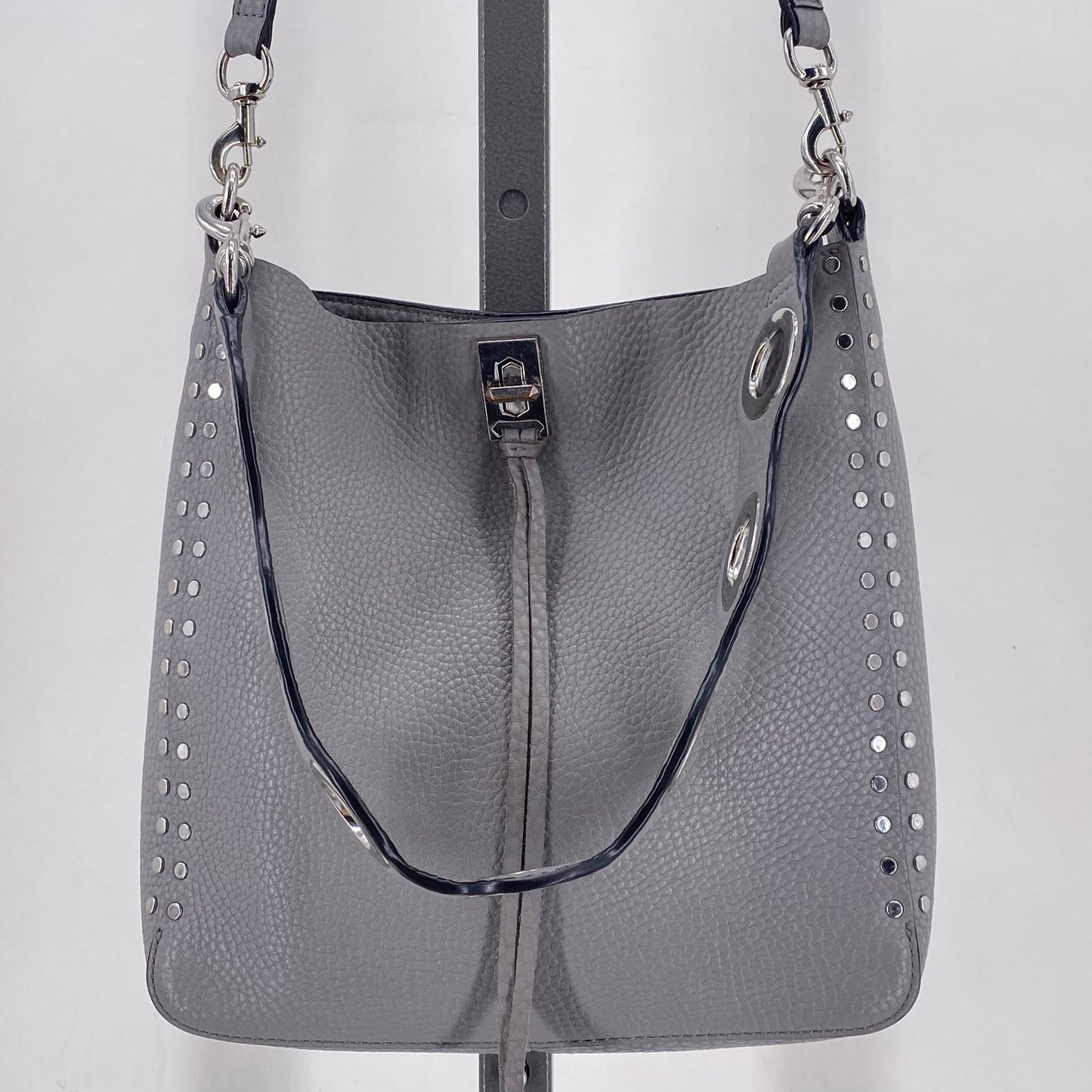 Gray Rebecca Minkoff Pebbeled Leather Cross-body