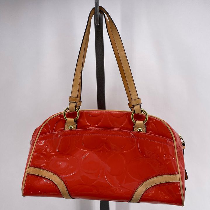 Orange COACH Patent Leather Satchel