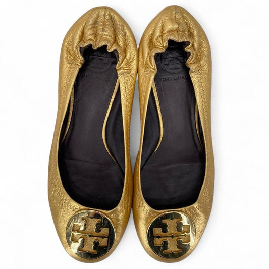 GOLD W Shoe Size 7 TORY BURCH Flats
