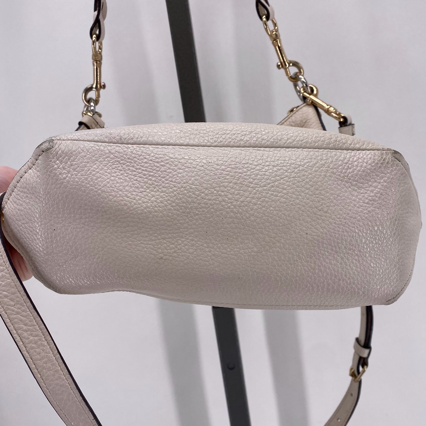 Cream COACH Leather Pebbeled Leather Cross-body