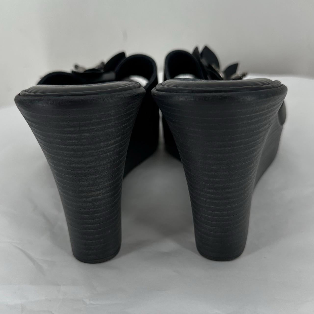 W Shoe Size 7 Black ITALIAN SHOE MAKERS Wedge