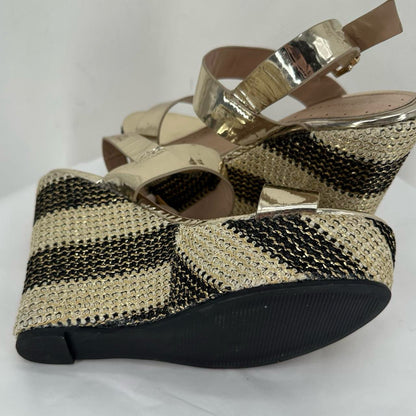 GOLD W Shoe Size 8 LONDON RAG Wedge