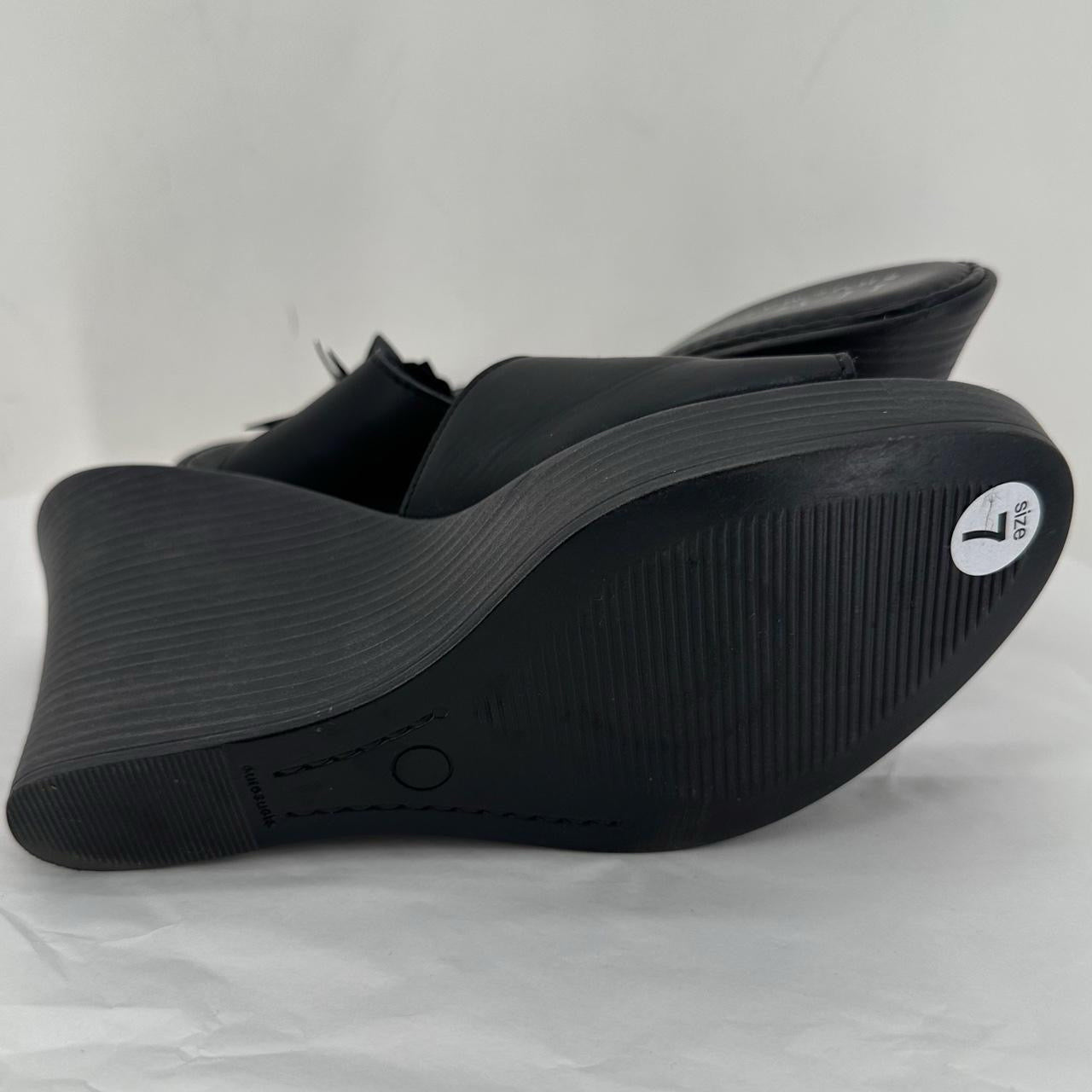 W Shoe Size 7 Black ITALIAN SHOE MAKERS Wedge