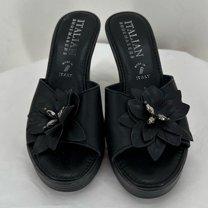 W Shoe Size 7 Black ITALIAN SHOE MAKERS Wedge