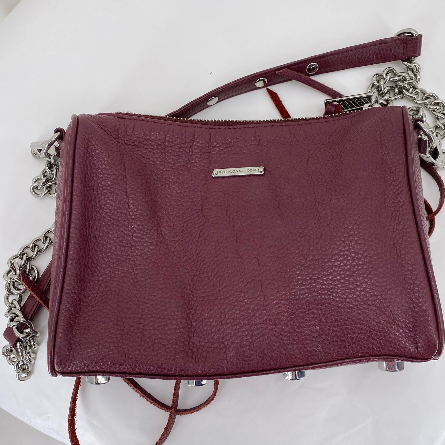 Burgundy Rebecca Minkoff Leather Pebbeled Leather Cross-body