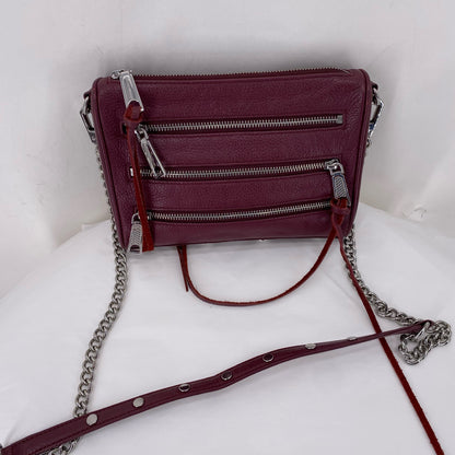 Burgundy Rebecca Minkoff Leather Pebbeled Leather Cross-body