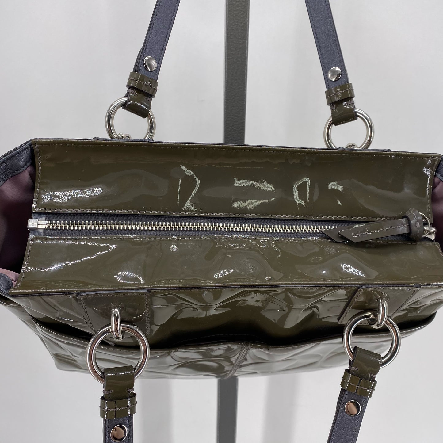 Green COACH PATENT Tote