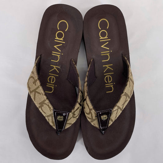 Tan W Shoe Size 8 CALVIN KLEIN Sandals