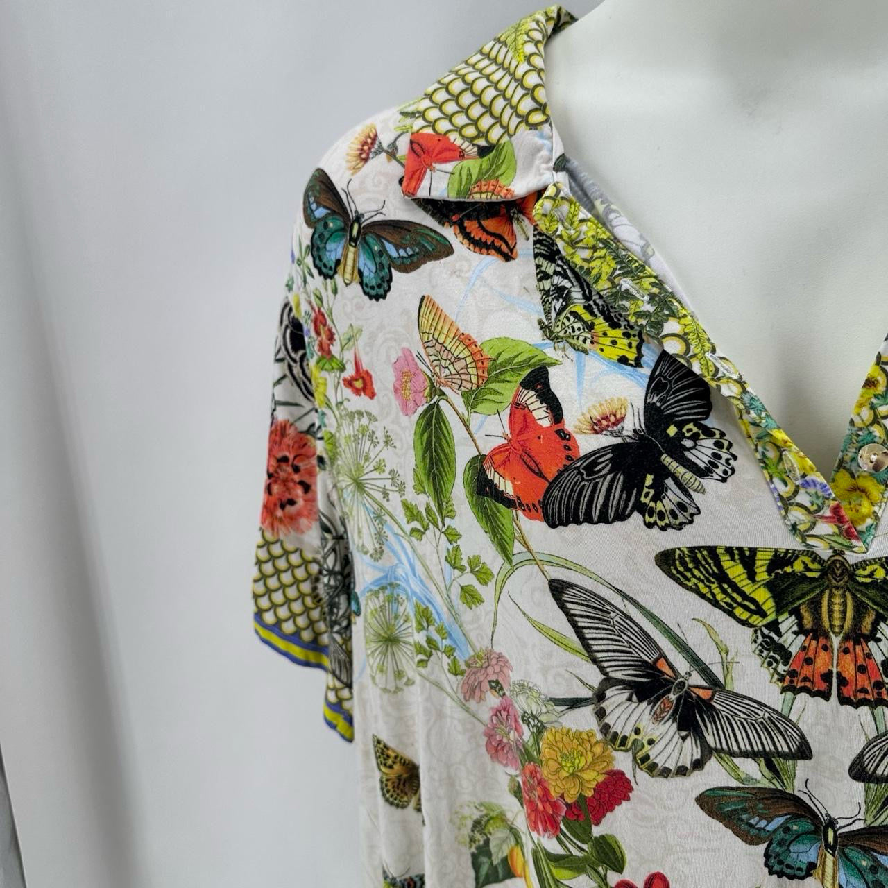 Size 3X JOHNNY WAS FLOWERS/BUTTERFLIES Shirt
