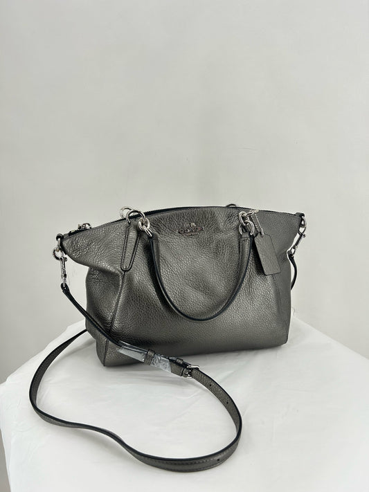 Silver COACH Leather Shoulder Bag