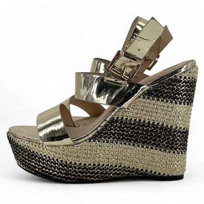 GOLD W Shoe Size 8 LONDON RAG Wedge