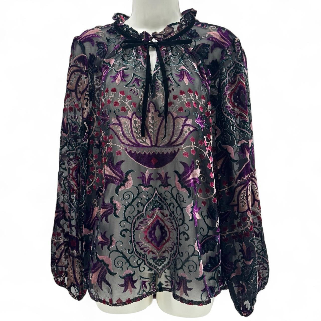 Size L VIOLET & CLAIRE NET Floral Shirt