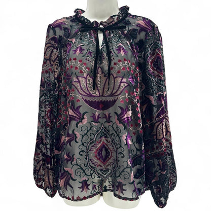 Size L VIOLET & CLAIRE NET Floral Shirt