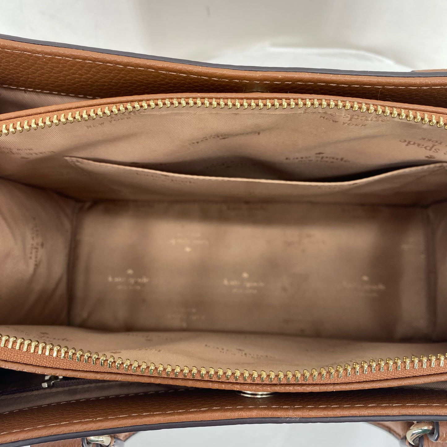 Camel KATE SPADE Leather Pebbeled Leather Satchel